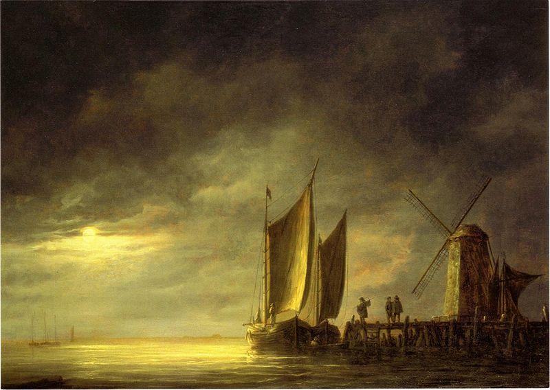 Aelbert Cuyp Fishing boats by moonlight. Sweden oil painting art